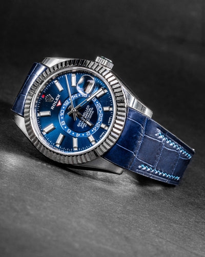 Bespoke Watch Strap in Navy Blue Crocodile