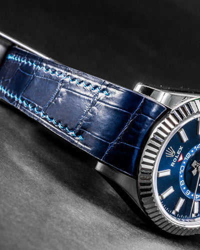 Bespoke Watch Strap in Navy Blue Crocodile