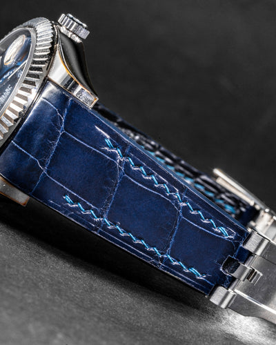 Bespoke Watch Strap in Navy Blue Crocodile