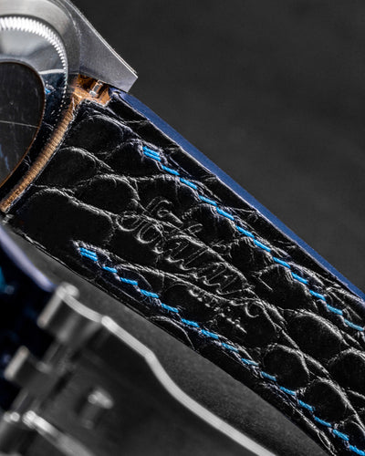 Bespoke Watch Strap in Navy Blue Crocodile