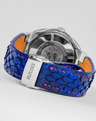 Bespoke Watch Strap in Electric Blue Python