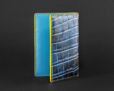 Bespoke Bifold Cardholder in Pearl Blue Crocodile Leather