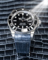 Bespoke Watch Strap in Metallic Black Crocodile