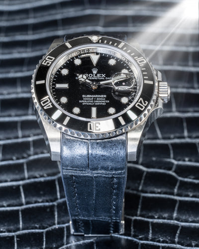 Bespoke Watch Strap in Metallic Black Crocodile