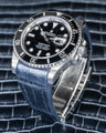 Bespoke Watch Strap in Metallic Black Crocodile