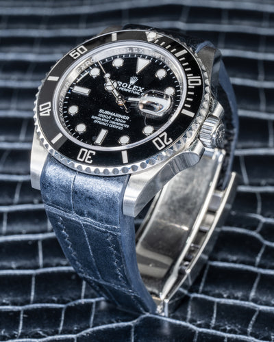 Bespoke Watch Strap in Metallic Black Crocodile