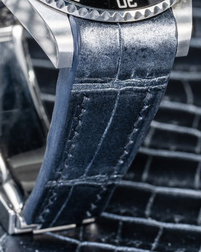 Bespoke Watch Strap in Metallic Black Crocodile