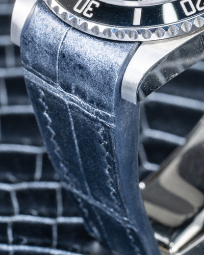 Bespoke Watch Strap in Metallic Black Crocodile