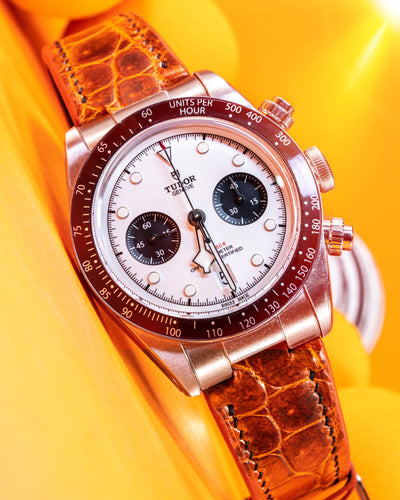 Bespoke Watch Strap in Orange Himalayan Crocodile