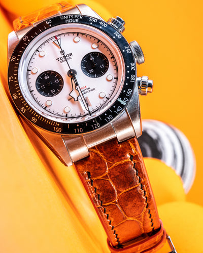 Bespoke Watch Strap in Orange Himalayan Crocodile