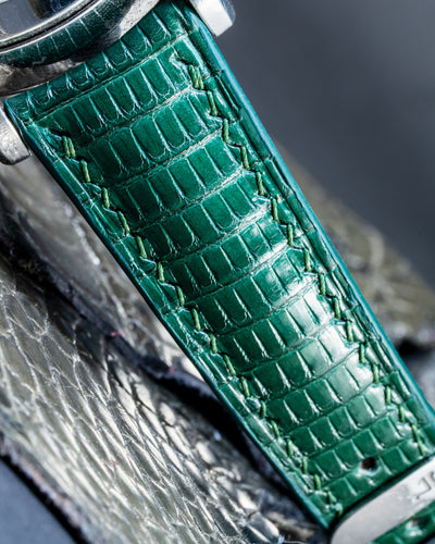 Bespoke Watch Strap In Emerald Green Lizard