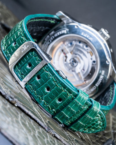Bespoke Watch Strap In Emerald Green Lizard