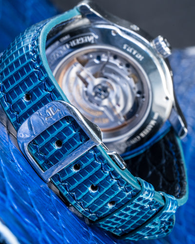 Bespoke Watch Strap In Midnight Blue Lizard