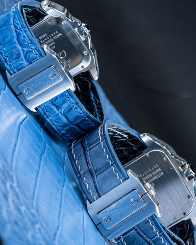 Bespoke Watch Straps in Baby Blue Himalayan & Ombre Dull Crocodile