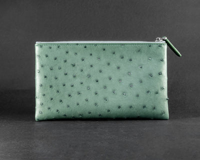 Bespoke Clutch Bag in Green Ostrich