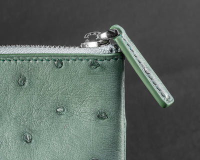 Bespoke Clutch Bag in Green Ostrich