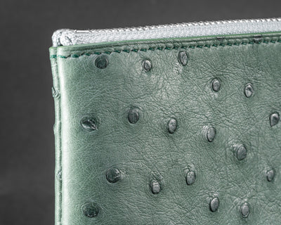 Bespoke Clutch Bag in Green Ostrich