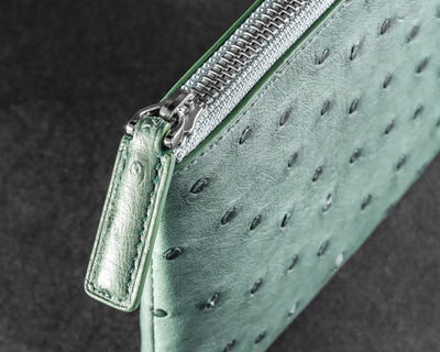 Bespoke Clutch Bag in Green Ostrich