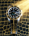 Bespoke Watch Strap in Black Gold Alligator