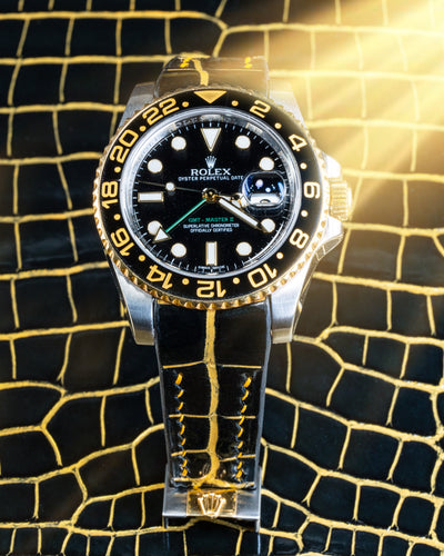 Bespoke Watch Strap in Black Gold Alligator