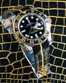 Bespoke Watch Strap in Black Gold Alligator