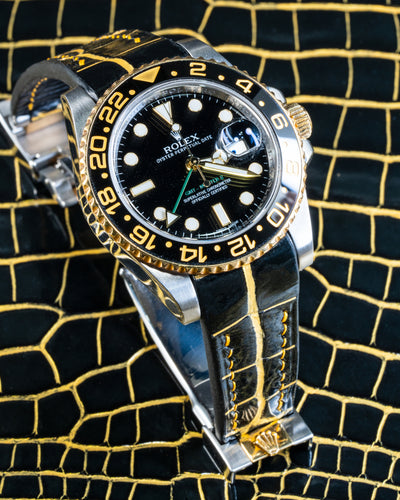 Bespoke Watch Strap in Black Gold Alligator