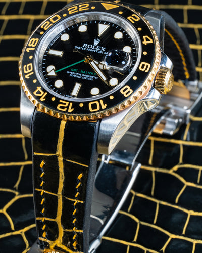Bespoke Watch Strap in Black Gold Alligator