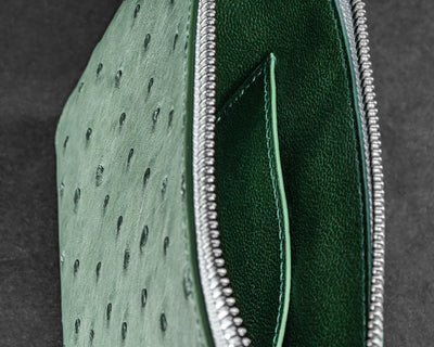 Bespoke Clutch Bag in Green Ostrich