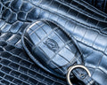 Bespoke Key Fob Cover in Metallic Black Crocodile