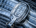 Bespoke Key Fob Cover in Metallic Black Crocodile