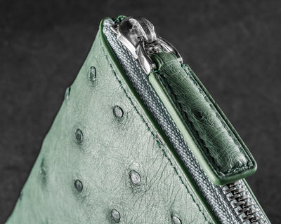 Bespoke Clutch Bag in Green Ostrich