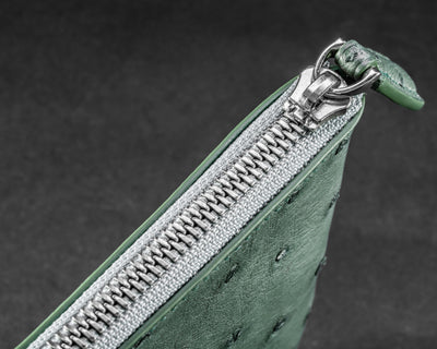 Bespoke Clutch Bag in Green Ostrich