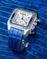 Bespoke Watch Strap in Tie Dye Blue Crocodile