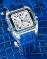 Bespoke Watch Strap in Tie Dye Blue Crocodile