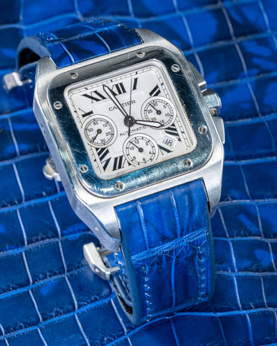 Bespoke Watch Strap in Tie Dye Blue Crocodile