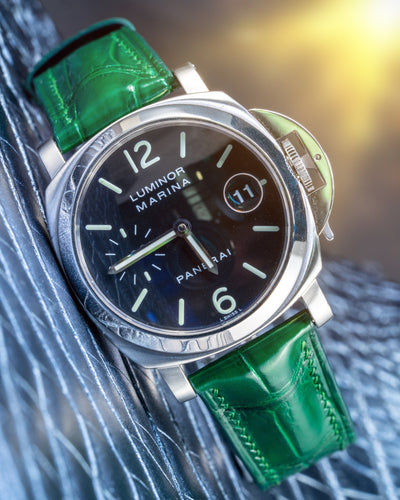Bespoke Watch Strap in Hunter Green Crocodile