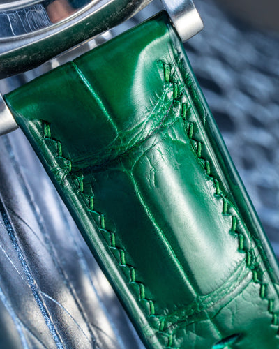 Bespoke Watch Strap in Hunter Green Crocodile