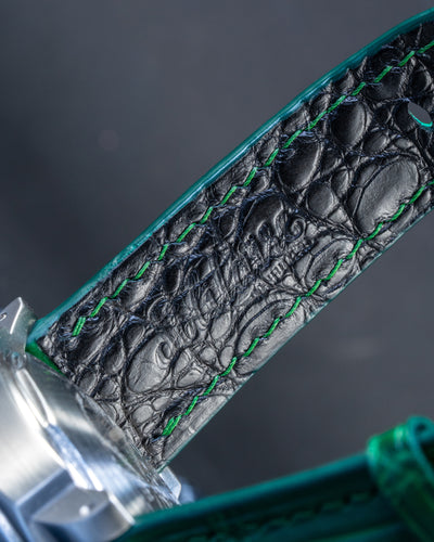 Bespoke Watch Strap in Hunter Green Crocodile