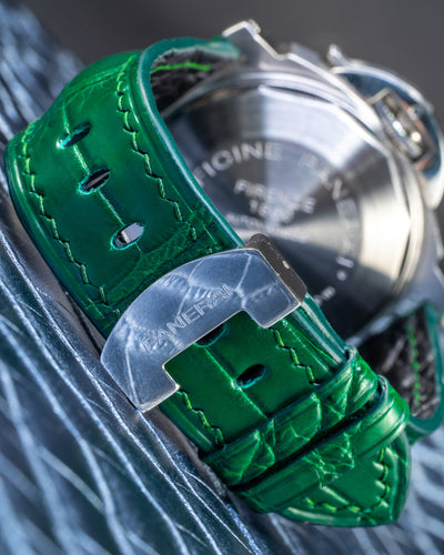 Bespoke Watch Strap in Hunter Green Crocodile