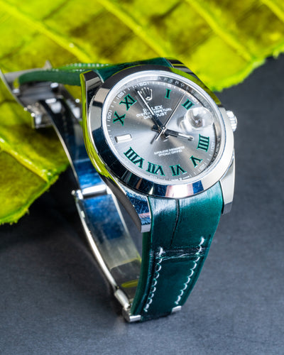 Bespoke Watch Strap in Ombre Green Crocodile