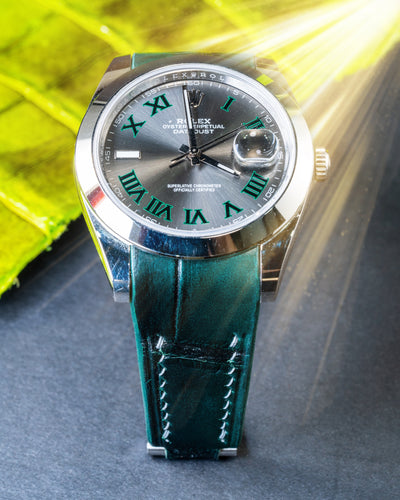 Bespoke Watch Strap in Ombre Green Crocodile