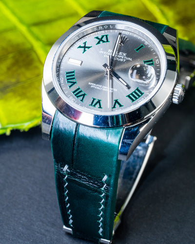 Bespoke Watch Strap in Ombre Green Crocodile