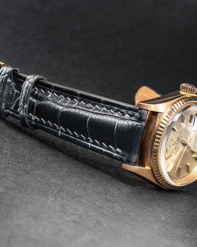 Bespoke Watch Strap in Metallic Black Alligator