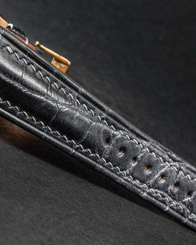 Bespoke Watch Strap in Metallic Black Alligator