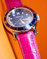 Bespoke Watch Strap in Fuchsia Pink Crocodile