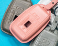 Bespoke Key Fob Covers in Grey Crocodile & Pink & White Nappa