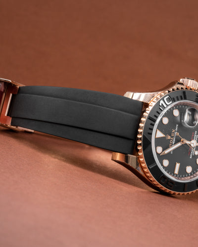 Solitaire Rubber straps in Classy Black for Rolex Yacht-Master 126655