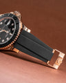Solitaire Rubber straps in Classy Black for Rolex Yacht-Master 126655