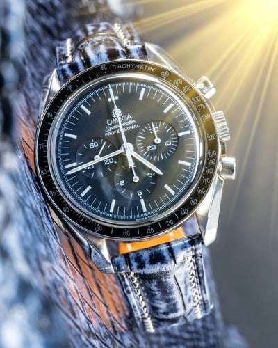 Bespoke Watch Strap in Blue Grey Rubbed Off Crocodile