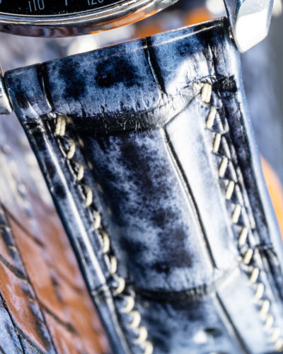 Bespoke Watch Strap in Blue Grey Rubbed Off Crocodile